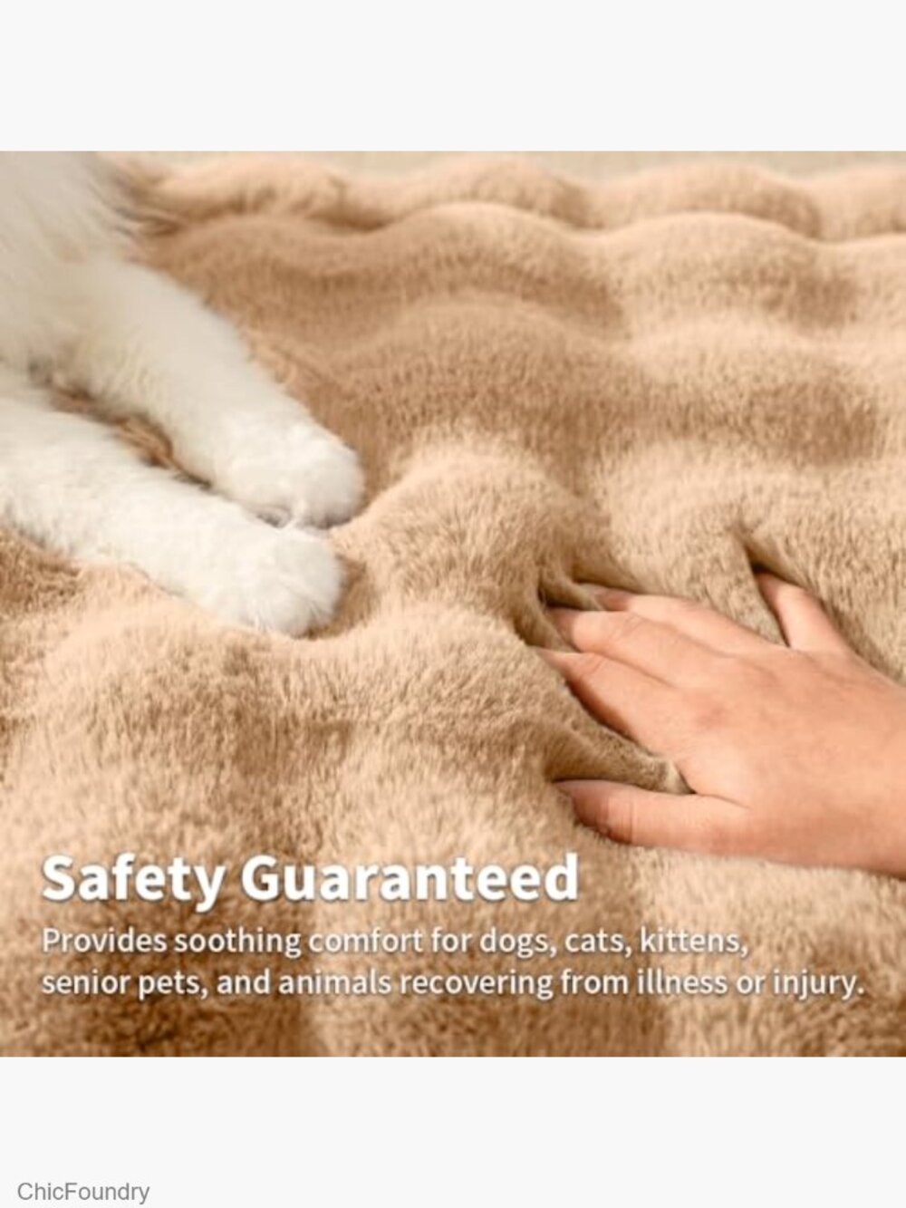Plush Faux Fur Kneading Cat Bed Mat Non-Slip Machine Washable 23x15 - Picture 3 of 6